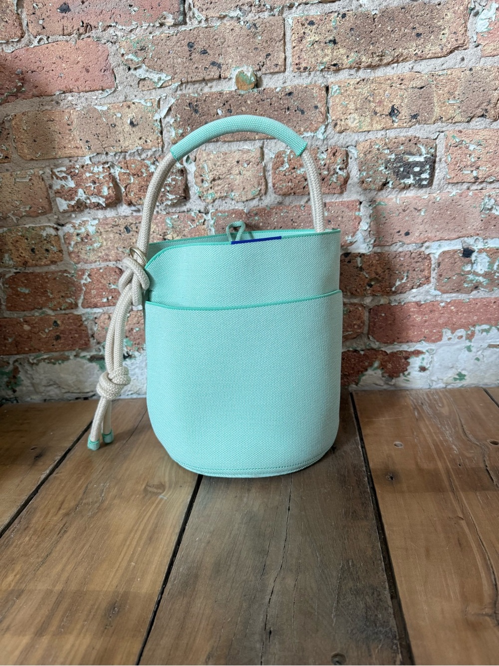 Rothy's Mint Green Bucket Satchel with Rope Handle